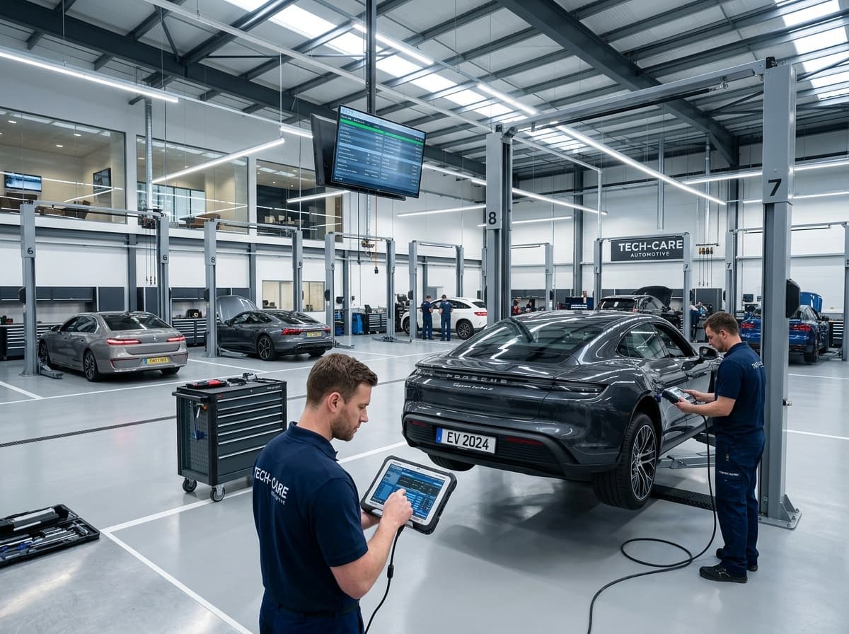 Pristine High-Tech Auto Repair Workshop with Certified Mechanics and Digital Diagnostics