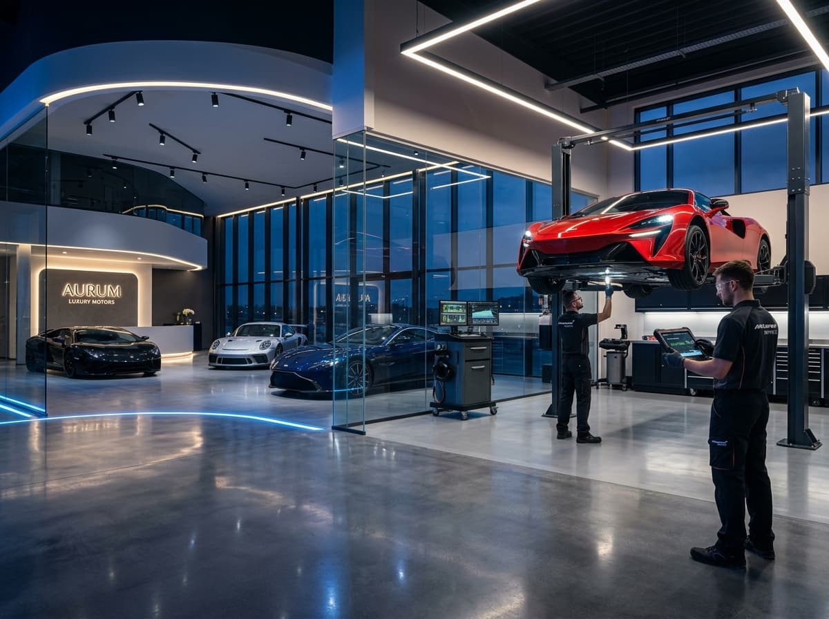 State-of-the-Art Luxury Automotive Workshop and Dealership Showroom